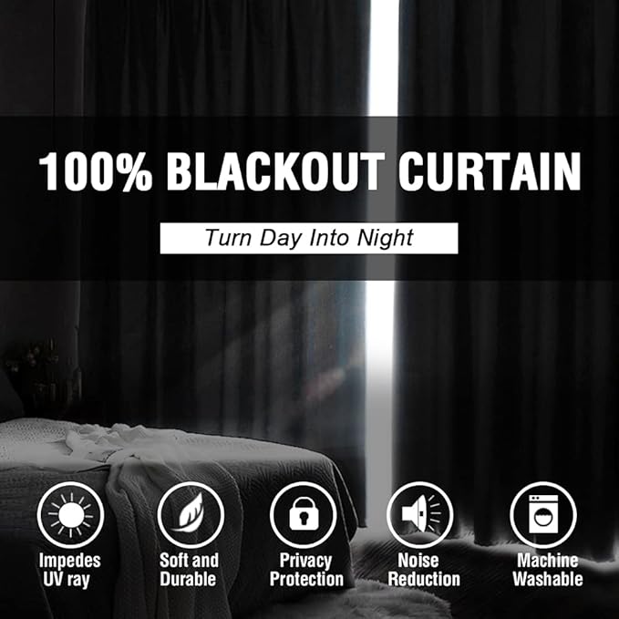 H.VERSAILTEX 100% Blackout Curtains for Bedroom Thermal Insulated Curtains & Drapes Blackout Curtains 84 Inches Long Rod Pocket Curtains for Living Room with Black Liner 2 Panels Set, Stone Blue