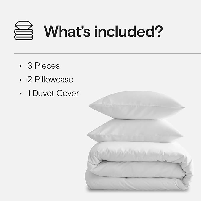 DOZ Duvet Cover Set, 100% Viscose derived from Bamboo, Organically Grown, Buttery Soft, Cooling Duvet Covers, High GSM, 1 Duvet Cover and 2 Pillowcases, 90"x90" (Snow, Full/Queen)
