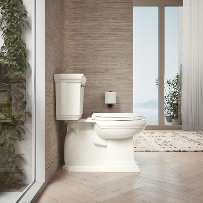 KOHLER 4734-RL-96 Rutledge ReadyLatch Soft Close Elongated Toilet Seat, Quiet-Close Lid, Grip-Tight Bumpers, Installation Hardware, Home Essentials, Biscuit