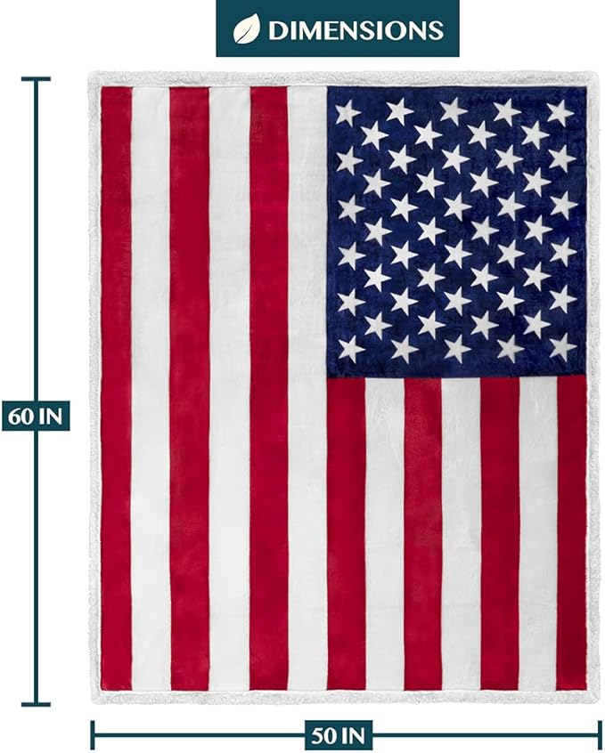 Pavilia Patriotic Blanket - American Flag Throw Blanket for Sofa Couch Bed, Soft Microfiber Sherpa Fleece Reversible, USA Military Veteran July 4th Gift - 50 x 60 Inches