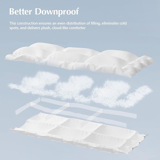 PACIFIC COAST Down Comforters King Size, 100% Cotton Duvet Insert, Extra Fluffy White Comforter, Ultra-Soft, Breathable, All Season Hotel Luxury Bedding Comforters, 8 Corner & Center Loops (106"x90")