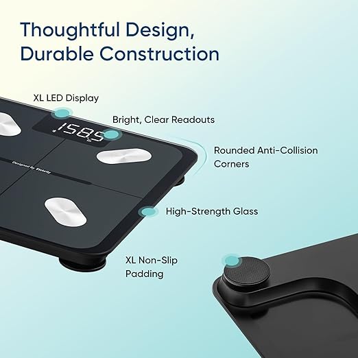 Etekcity Smart Scale for Body Weight, FSA&HSA Eligible, Bathroom Digital Weighing Scale with BMI, Body Fat, Muscle Mass, Accurate Bluetooth Home User Health Equipment Sync Apps