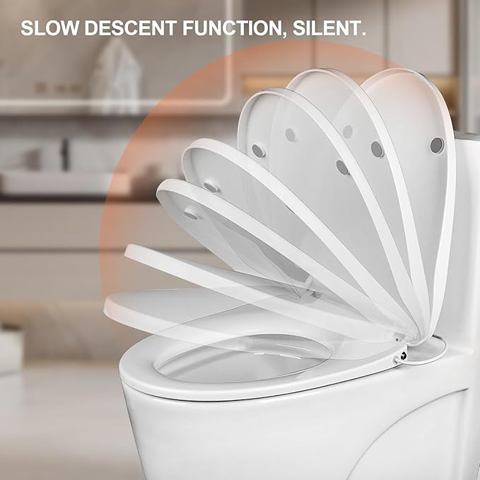Heated Toilet Seat - Elongated Smart Toilet Seat with 3 Heating Modes, Bidet Attachment for Toilet, Auto Night Light, Temperature Display & Leakage Protection - Easy Clean & Install
