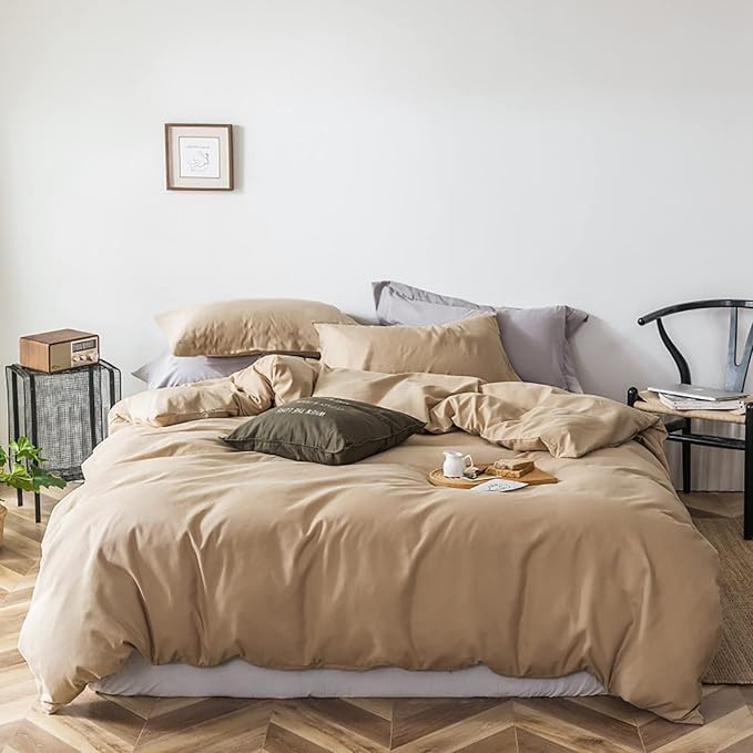 Cottonight Khaki Comforter Set California King Bedding Set Women Men Taupe Sand Color Blanket Quilts Soft Breathable Modern Solid Champagne Comforter Set for Cal King Bed