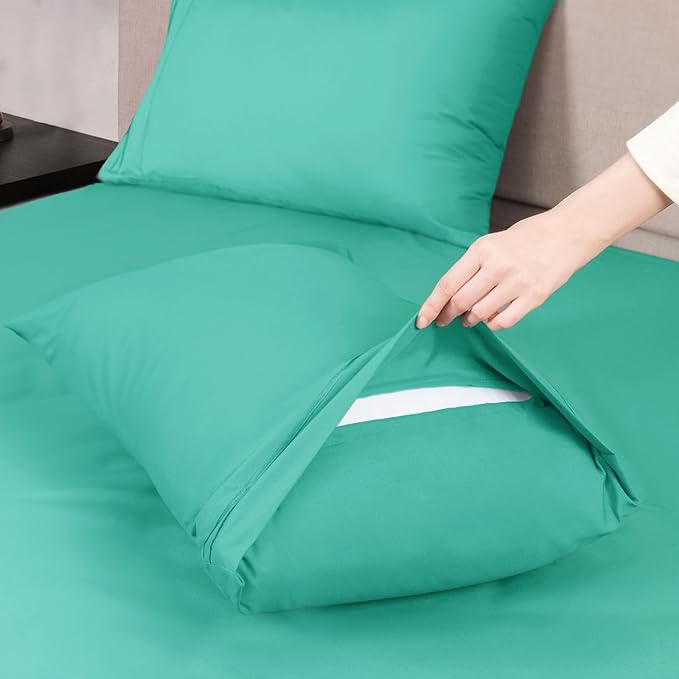 Mejoroom King Size Bed Sheet Set - Hotel Luxury 1800 Bedding Sheets & Pillowcases - 16" Deep Pocket Fitted Sheet, Soft, Breathable, Wrinkle & Fade Resistant - 4 Piece(King, Mint)