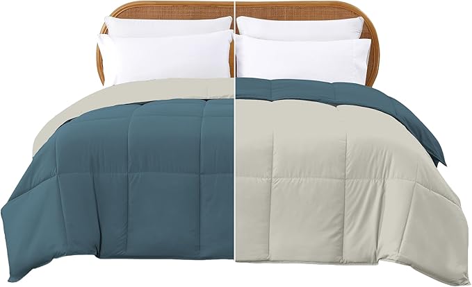 Modern Threads Down Alternative Reversible Comforter Teal/Beige King