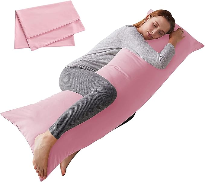 ELNIDO QUEEN Body Pillow with Pillowcase - Soft Long Bed Pillow for Adults - Breathable Full Body Pillow Insert for Sleeping, 20x54inches - Pink