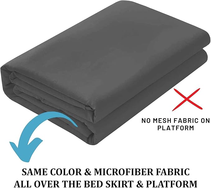 Ruffled Bed Skirt with Split Corners, Dark Grey, King 16 Inch Drop Bedskirt, Hotel Quality Brushed Microfiber Wrinkle Free Dust Ruffle Bed Skirt King Size