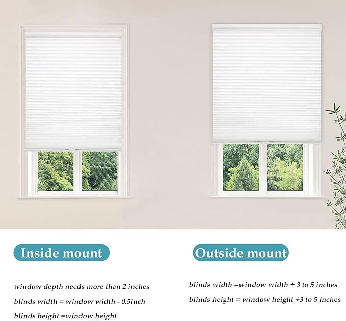 MYshade 1.5-Inch Cellular Cordless Light Filtering Shades,Thermal Insulating Noise Reducing Waterproof Blinds,Honeycomb Window Treatments for Indoor Light Control (White-24 W x 50" H)
