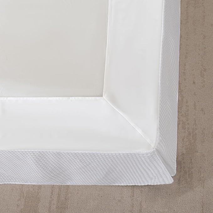 Full Bed Skirt, Wrap Around Bed Skirt with Pleated Corner, 14 Inch Drop Pleated Waffle Weave Bedskirts, Anti-Slip, Microfiber, White, 14'' Full