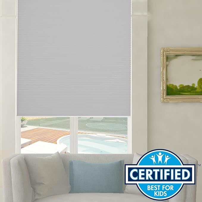 Persilux Light Filtering Cellular Blinds for Windows Pleated Cordless Roller Shades Room Darkening UV Protection Honeycomb Shades for Home, Windows and Bedroom, Dark Grey, 60" W x 60" H
