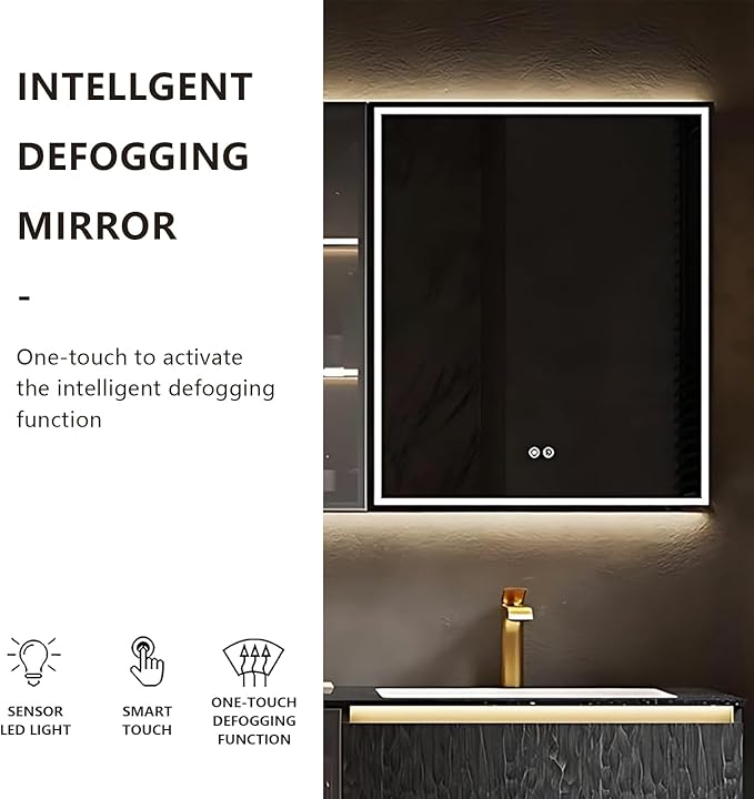 56" Double Bathroom Sink Vanity, Modern Bathroom Vanity Includes LED Smart Defogging Mirror Cabinet & Semi-Open Storage & Ceramic Basin, Floating Bathroom Cabinet with Sensor Light (Dark Brown)