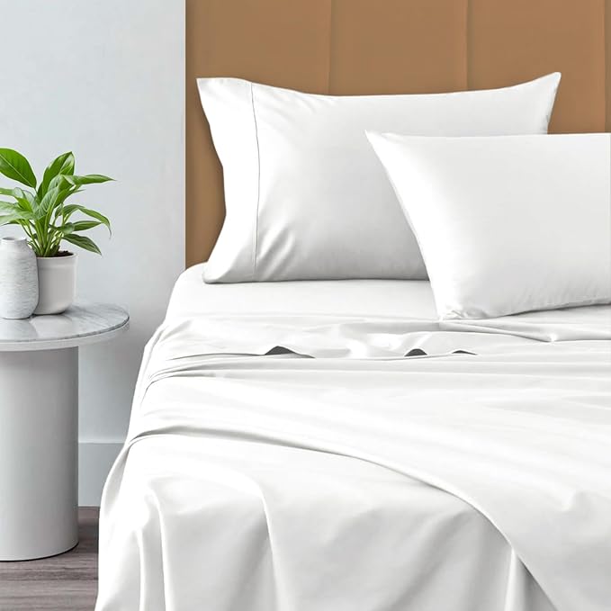 Pizuna Pure 100% Cotton California King Size Sheets, 800 Thread Count Long Staple Cotton Crisp Sateen Sheets with 15" Deep Pocket
