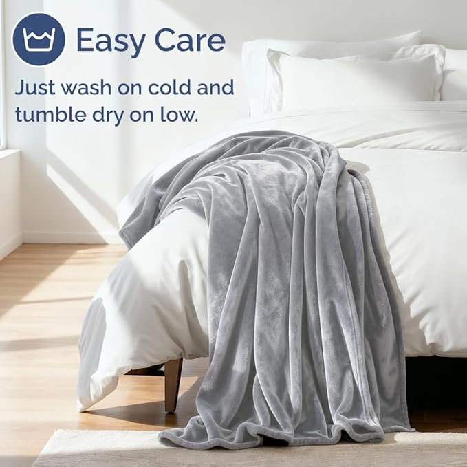 Ultra Soft Fleece Blanket King Size - Flannel Fleece Luxury King Blanket - Lightweight for Couch Bed Chair - Thick, Warm and Breathable - All Season Cozy Fuzzy, Anti-Static Microplush Bedding, Grey