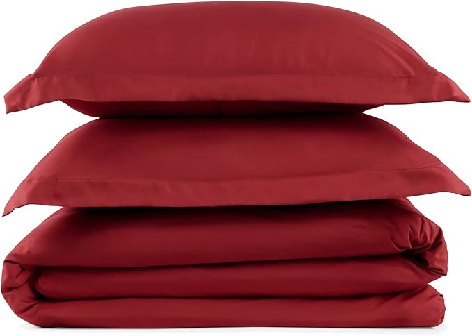 PeachSkinSheets 1500tc Level of Softness Soft Cooling Duvet Cover Set | Queen/Full Size - Deep Crimson Red