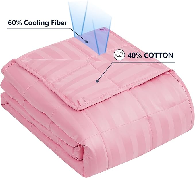 Weighted Blanket Twin Size (48"x72" 15lbs),Ultra Soft and Cozy Cooling Weighted Blanket Twin Size for Adult,Heavy Blanket with Machine Washable Soft Blanket, Pink