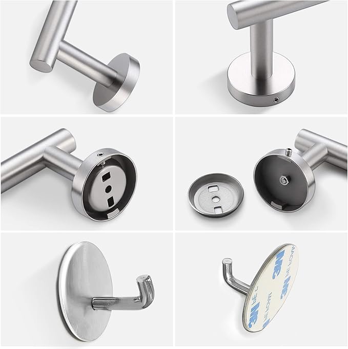 8 Pieces Bathroom Towel Rack Set, Includes 2PCS 23.6 inch Towel bar, 2PCS Towel Hook, 2 PCS Towel Ring, 2PCS Toilet Paper Holder-Matte Black Bathroom Accessories Sets