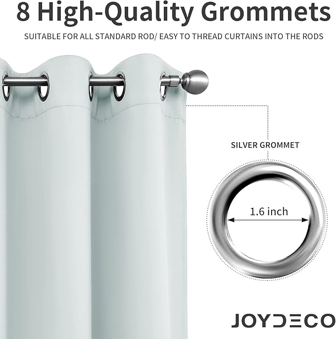 Joydeco White Curtains 95 Inches Long 2 Panels Set, Thermal Insulated Long Curtains& Drapes 2 Burg, Room Darkening Grommet Drapes for Living Room Bedroom Window (W52 x L95 Inch, Greyish White)