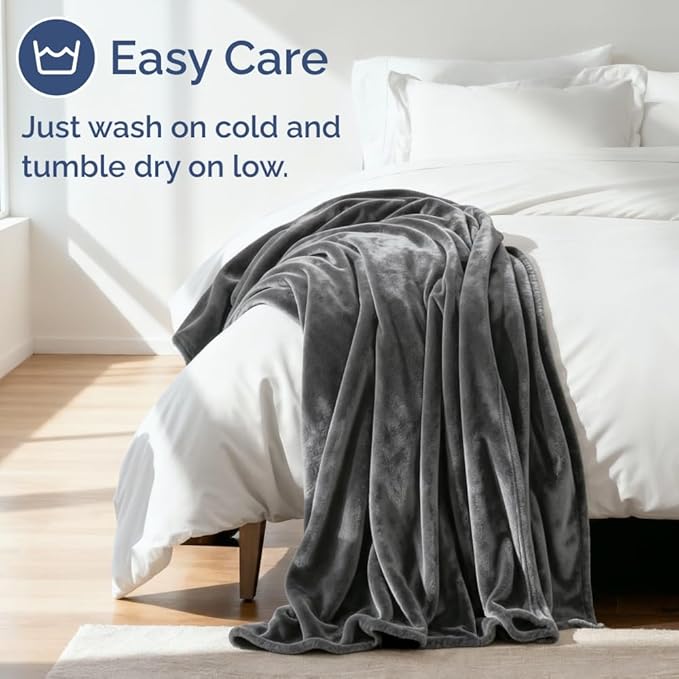 Ultra Soft Fleece Blanket Twin Size - Flannel Fleece Luxury Twin Blanket - Lightweight for Couch Bed Chair - Thick, Warm & Breathable - All Season Cozy Fuzzy, Anti-Static Microplush Bedding, Dark Grey