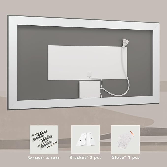 LED Bathroom Mirror for Wall 60x38, Large Lighted Vanity Mirror with Lights, Dimmable, Anti-Fog, Shatter-Proof, ETL Listed (Front + Backlit)