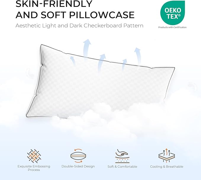 Sweetnight Queen Pillows Set of 2, Hotel Bed Pillows Fluffy Gusseted for Neck and Shoulder, Back Side Sleeper Pillows