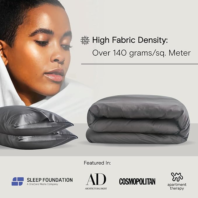 DOZ Duvet Cover Set, 100% Viscose derived from Bamboo, Organically Grown, Buttery Soft, Cooling Duvet Covers, High GSM, 1 Duvet Cover and 2 Pillowcases, 106"x90" (Storm, King/Cal King)
