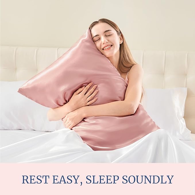 BEDELITE Satin Pillowcase for Hair and Skin, Super Soft Similar to Silk Pillow Cases 4 Pack with Envelope Closure, Cooling Pillowcases for Women Men (20"x30" Queen Size, Rose Pink)
