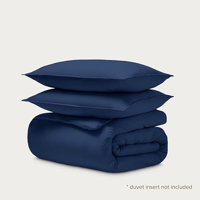 Bare Home 100% Organic Cotton Jersey Duvet Cover Set - King/Cal King Size - Ultra Soft - 100% Cotton - 3pcs - Corner Ties - Button Closure - Bed Duvet Cover & Pillow Shams (King/Cal King, Dark Blue)