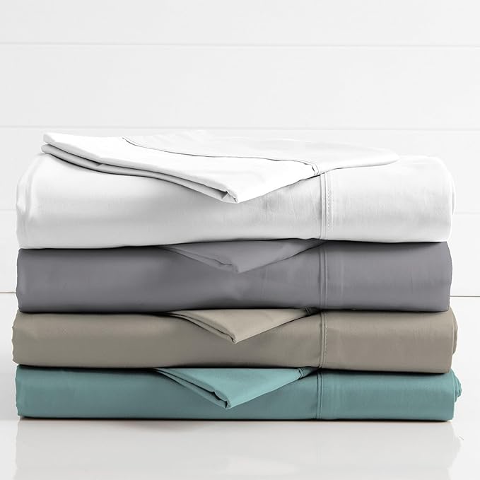 SUPREME ELEGANCE Cotton Blend Snow Sheet Set Queen Size, 1200 Thread Count Ultra Soft Sateen Sheet Set, Hotel Luxury, Moisture Wicking & Wrinkle Resistant, Easy Care Fall Bedding Set
