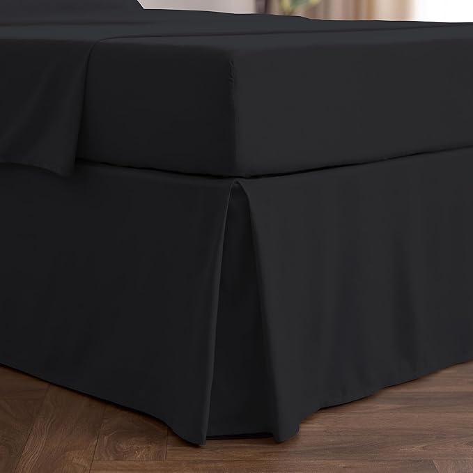 Mellanni Bed Skirt Full Size - Bed Skirting - 15-Inch Tailored Drop Pleated Dust Ruffle - Hotel Luxury Bedding - Wrinkle, Fade, Stain Resistant - 1 Bedskirt (Full, Black)