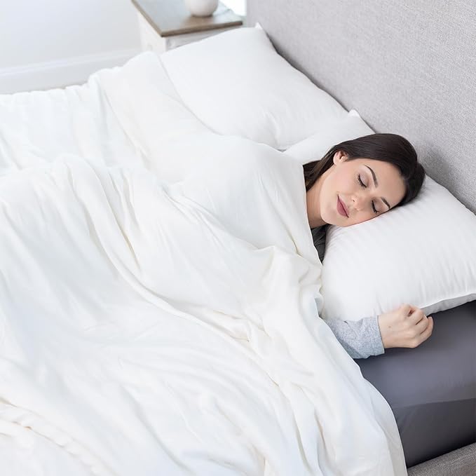 Globon Summer Comforter King Size,Luxurious Lightweight Blanket for Hot Sleepers,Natural Cooling Bamboo Viscose Shell,Organic Breathable Fill, Double Stitch,White