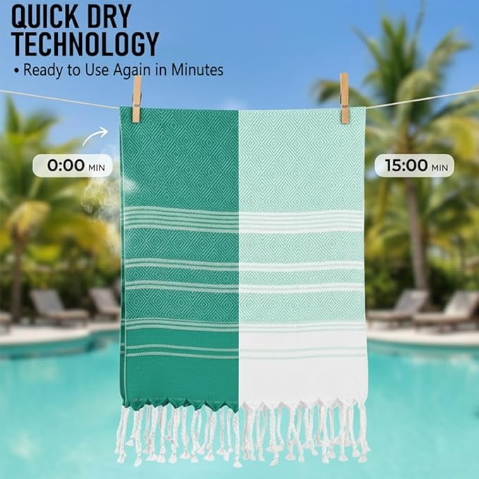 4 Pack Cotton Turkish Beach Towel Lightweight Thin Travel Vacation Essentials Oversized XL Towels Set for Pool Swim Bath Camping Cruise Accessories Absorbent Quick Dry Sand Free Bulk clearance Blanket