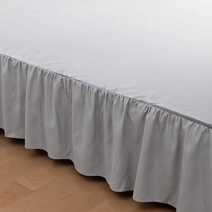 Bed Skirt Full Size Ruffled Bed Skirts with Split Corners, 16 Inch Drop Dust Ruffle Bed Skirt with Platform, Light Gray, Full - 16" Drop