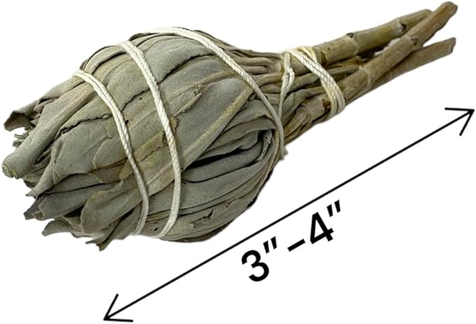 NessaStores 6 California White Sage Smudge Sticks, 3 to 4 Inch Hand Tied, All Natural for Home Cleansing, Stress Relief, & Clearing Negative Energy JC-005