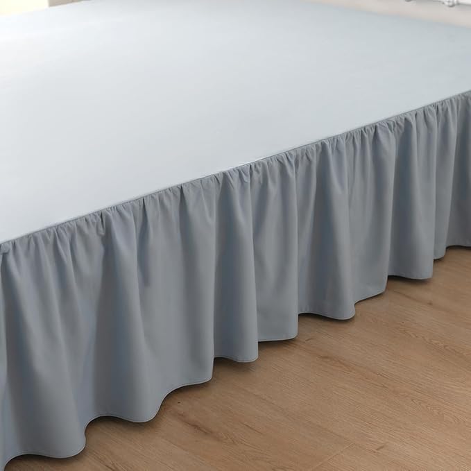 Bed Skirt Queen Size Ruffled Bed Skirt with Split Corners, 14 Inch Drop Dust Ruffle Bed Skirts with Platform, Gathered Style, 100% Microfiber, Grayish Blue