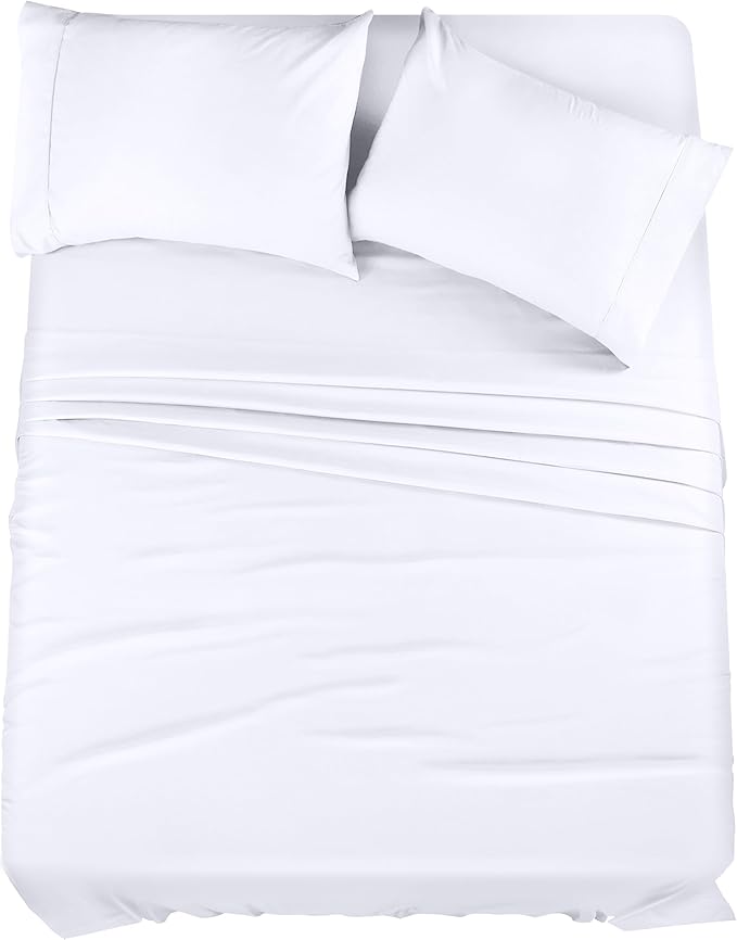 Utopia Bedding King Sheet Set 4 Piece Bed Sheets for King Size Bed, Hotel Luxury, Extra Soft, Cooling Bed Sheets - Wrinkle, and Fade Resistant (White)