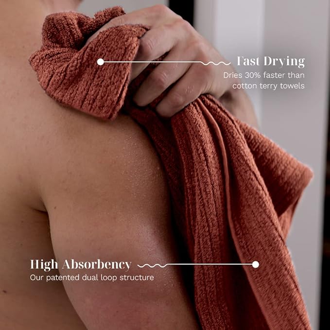 LUXOME Luxury Performance 2-Piece Bath Sheet Set | Oversized for 50% More Coverage | Highly Absorbent | 36" W x 70" L | Clay