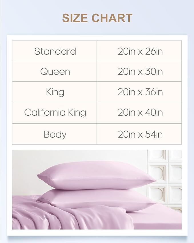 THXSILK Set of 2 100% Mulberry Silk Pillowcase for Hair and Skin, Grade 6A+ Mulberry Silk Pillow Cases 22 Momme, Hypoallergenic Pillow Case Cover with Zipper (Queen 20"x30", Light Purple)