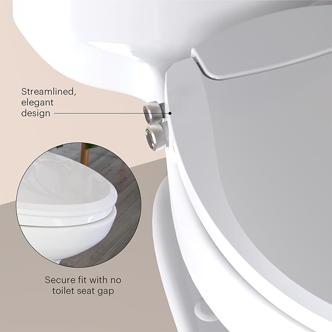 Brondell Swash Bidet Toilet Seat, Non-Electric, Dual Temperature, Fits Round Toilets, White – Dual Nozzle System – with Easy Installation