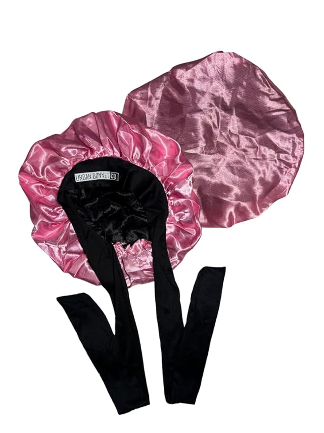 Premium Non Slip Hair Bonnet for Men Satin Curly & Dreadlocks Wrap Silk Double Layer Sleeping & Shower Cap Anime Soft Band (Powdery Pink)