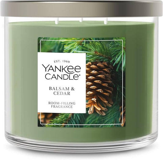 Yankee Candle Balsam and Cedar, Fall Scented Candle, 14.5oz 3-Wick Candle Jar with up to 40 Hours Burn Time, Giftable, Holiday