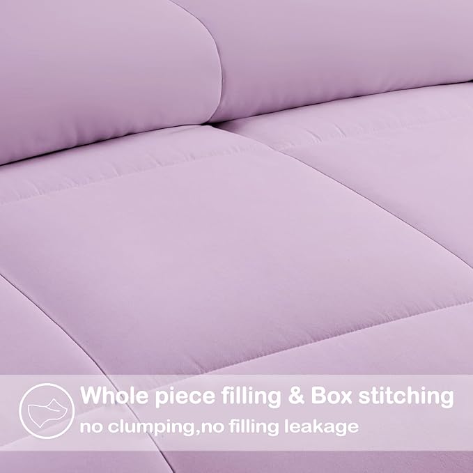 EASELAND Twin XL Down Alternative Comforter - Quilted Duvet Insert for All Seasons, Soft Lightweight with Corner Tabs, Summer Winter Warm Bedding, Lavender 68×92 Inches