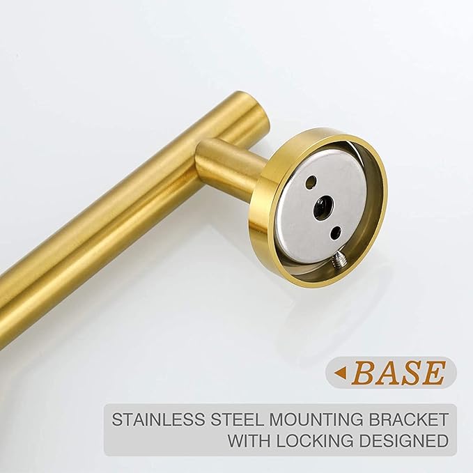 USHOWER Brushed Gold Bathroom Accessories Set, 18-Inch Towel Bar Set Wall Mounted, Durable SUS304 Stainless Steel Bathroom Hardware Set, 4-Piece