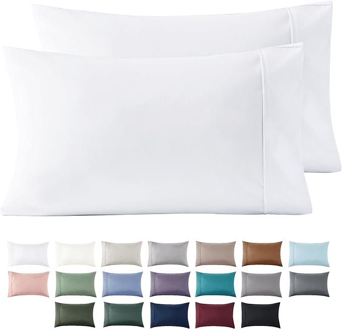 Bedsure King Size Pillow Cases Set of 2 - White Brushed Microfiber Pillowcases 2 Pack, Super Soft Pillow Case Cover with Envelope Closure, Wrinkle, Fade and Stain Resistant, 20x36 Inches