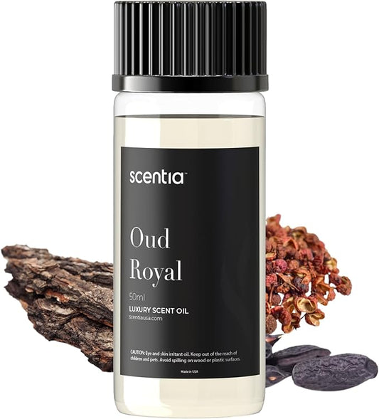 Scentia Diffuser Oil Inspired by TF's Oud Wood Perfume, Oud Royal Fragrance Oil, Aromatherapy Essential Oil Fragrance Set for Ultrasonic, Cold Diffusers - Thanksgiving & Holiday Gift 50 mL, 1.67Fl Oz