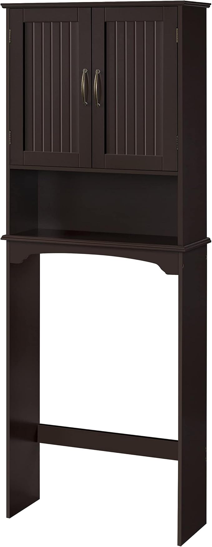 Yaheetech Over The Toilet Storage with 2 Doors & Adjustable Shelf, Free Standing Toilet Rack Wooden Space-saving Collect Cabinet, Bathroom Furniture, 9Dx24.5Wx66H Inches, Espresso