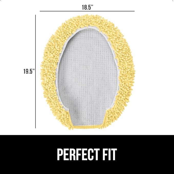 GORILLA GRIP Soft Chenille Bathroom Toilet Lid Cover, Machine Washable Seat Covers, 19.5x18.5, Stays in Place Rubber Backing, Fits Most Round, Elongated and Oblong Lids, Accessories Decor, Yellow