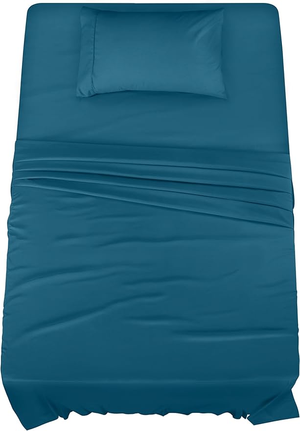 Utopia Bedding Twin Sheet Set – 3 Piece Bed Sheets for Twin Size Bed, Soft and Breathable Microfiber, Includes 1 Fitted Sheet, 1 Flat Sheet and 1 Pillowcase (Denim Blue)