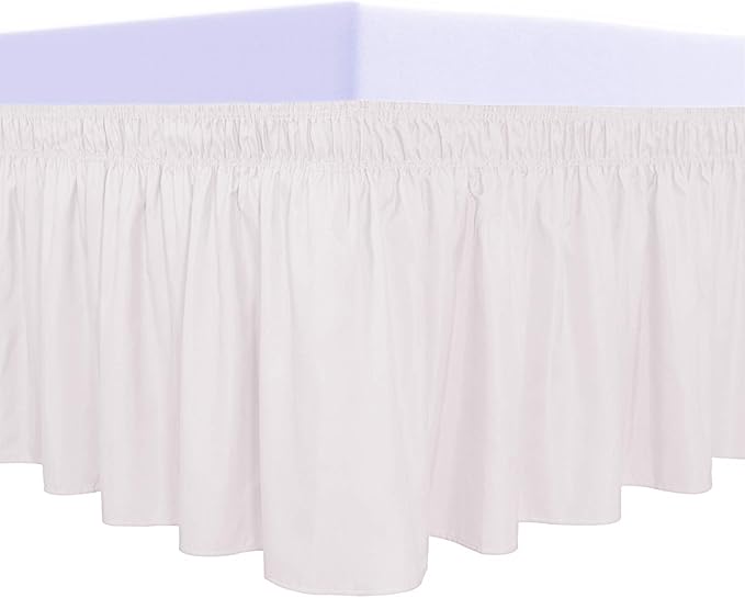 PureFit Wrap Around Ruffled Bed Skirt with Adjustable Elastic Belt - 18 Inch Drop Easy to Put On, Wrinkle Free Bedskirt Dust Ruffles, Bed Frame Cover for Queen, King and C-King Size Bed, Baby Pink