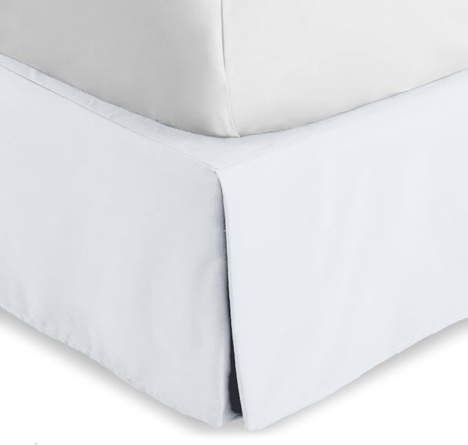 Bare Home Full Bed Skirt - 15-Inch Tailored Drop Easy Fit - Bed Skirt for Beds - Center & Corner Pleats (Full, White)